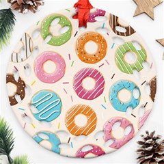 Colored Doughnuts Pattern Ornament (round Filigree) by Bigfootshirtshop