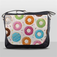 Colored Doughnuts Pattern Messenger Bags by Bigfootshirtshop