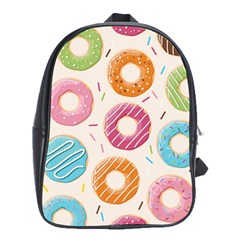 Colored Doughnuts Pattern School Bag (xl) by Bigfootshirtshop