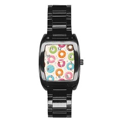 Colored Doughnuts Pattern Stainless Steel Barrel Watch by Bigfootshirtshop