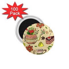 Colored Afternoon Tea Pattern 1.75  Magnets (100 pack) 