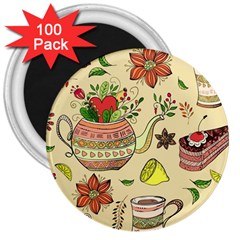 Colored Afternoon Tea Pattern 3  Magnets (100 pack)