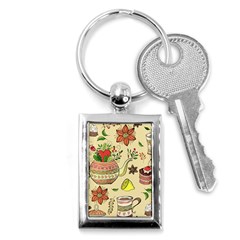 Colored Afternoon Tea Pattern Key Chains (Rectangle) 