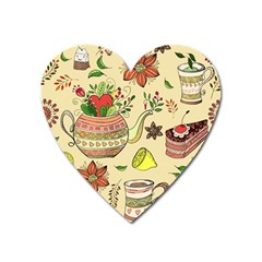 Colored Afternoon Tea Pattern Heart Magnet