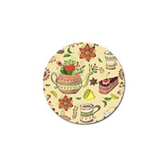 Colored Afternoon Tea Pattern Golf Ball Marker