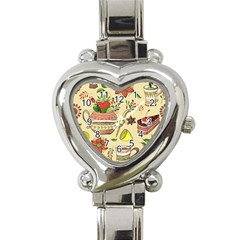 Colored Afternoon Tea Pattern Heart Italian Charm Watch