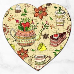 Colored Afternoon Tea Pattern Jigsaw Puzzle (Heart)