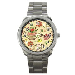 Colored Afternoon Tea Pattern Sport Metal Watch