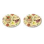 Colored Afternoon Tea Pattern Cufflinks (Oval) Front(Pair)