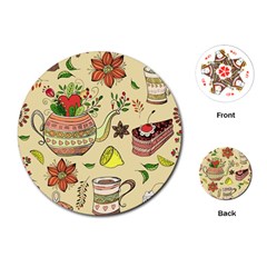 Colored Afternoon Tea Pattern Playing Cards (Round) 