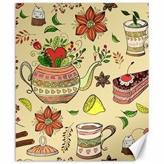 Colored Afternoon Tea Pattern Canvas 8  x 10 