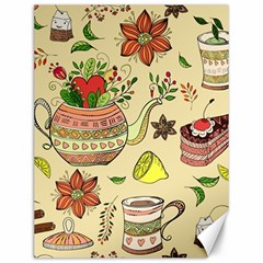 Colored Afternoon Tea Pattern Canvas 12  x 16  