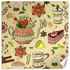 Colored Afternoon Tea Pattern Canvas 16  X 16   by Bigfootshirtshop