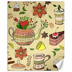 Colored Afternoon Tea Pattern Canvas 16  x 20  