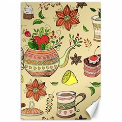 Colored Afternoon Tea Pattern Canvas 20  x 30  