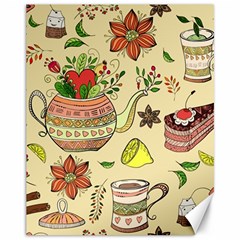 Colored Afternoon Tea Pattern Canvas 11  x 14  