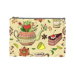 Colored Afternoon Tea Pattern Cosmetic Bag (large)  by Bigfootshirtshop