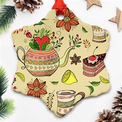 Colored Afternoon Tea Pattern Ornament (Snowflake)