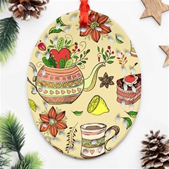 Colored Afternoon Tea Pattern Ornament (Oval Filigree)