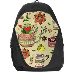 Colored Afternoon Tea Pattern Backpack Bag by Bigfootshirtshop