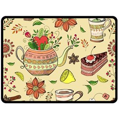 Colored Afternoon Tea Pattern Double Sided Fleece Blanket (large)  by Bigfootshirtshop