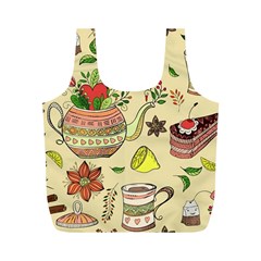 Colored Afternoon Tea Pattern Full Print Recycle Bags (M) 