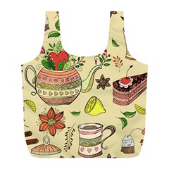 Colored Afternoon Tea Pattern Full Print Recycle Bags (L) 