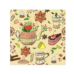 Colored Afternoon Tea Pattern Small Satin Scarf (Square)