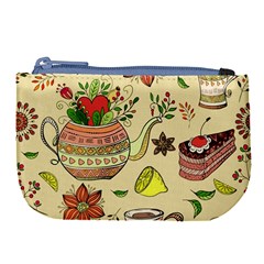 Colored Afternoon Tea Pattern Large Coin Purse by Bigfootshirtshop