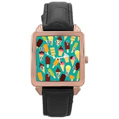 Summer Treats Rose Gold Leather Watch  by Bigfootshirtshop