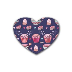 Afternoon Tea And Sweets Rubber Coaster (heart)  by Bigfootshirtshop