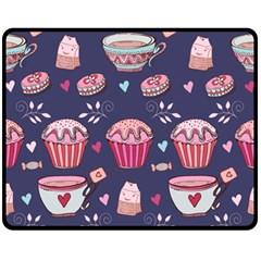 Afternoon Tea And Sweets Double Sided Fleece Blanket (medium)  by Bigfootshirtshop