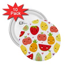 Happy Fruits Pattern 2 25  Buttons (10 Pack)  by Bigfootshirtshop