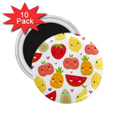 Happy Fruits Pattern 2 25  Magnets (10 Pack)  by Bigfootshirtshop