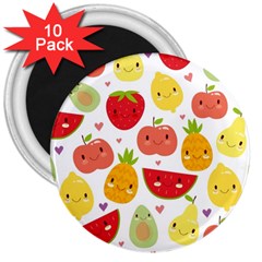 Happy Fruits Pattern 3  Magnets (10 Pack)  by Bigfootshirtshop