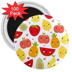 Happy Fruits Pattern 3  Magnets (100 Pack) by Bigfootshirtshop