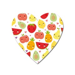 Happy Fruits Pattern Heart Magnet by Bigfootshirtshop