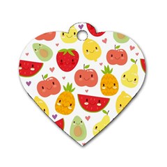 Happy Fruits Pattern Dog Tag Heart (one Side) by Bigfootshirtshop