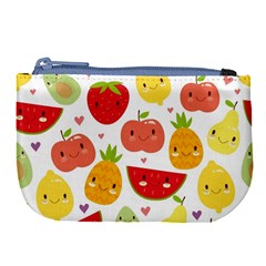 Happy Fruits Pattern Large Coin Purse by Bigfootshirtshop