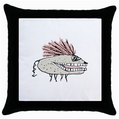 Monster Rat Hand Draw Illustration Throw Pillow Case (black) by dflcprints