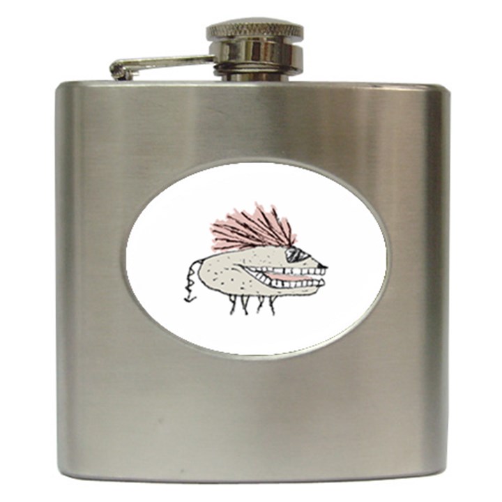 Monster Rat Hand Draw Illustration Hip Flask (6 oz)