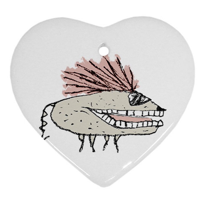 Monster Rat Hand Draw Illustration Heart Ornament (Two Sides)