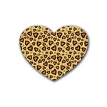 Leopard Heart 01 Rubber Coaster (Heart)  Front