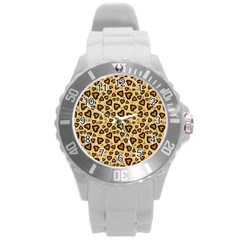 Leopard Heart 01 Round Plastic Sport Watch (l)