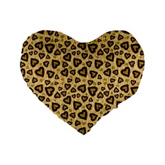 Leopard Heart 01 Standard 16  Premium Flano Heart Shape Cushions by jumpercat