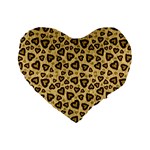 Leopard Heart 01 Standard 16  Premium Flano Heart Shape Cushions Front