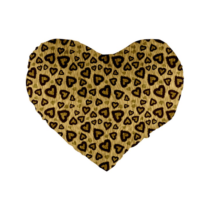 Leopard Heart 01 Standard 16  Premium Flano Heart Shape Cushions