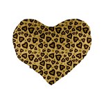 Leopard Heart 01 Standard 16  Premium Flano Heart Shape Cushions Back