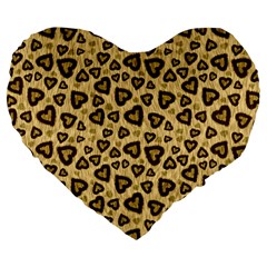 Leopard Heart 01 Large 19  Premium Flano Heart Shape Cushions by jumpercat