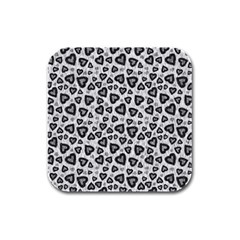 Leopard Heart 02 Rubber Square Coaster (4 Pack) 